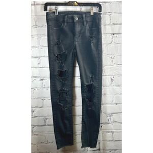American Eagle Outfitters Skinny Jeans 00 Womens Black Next Level Stretch Grunge